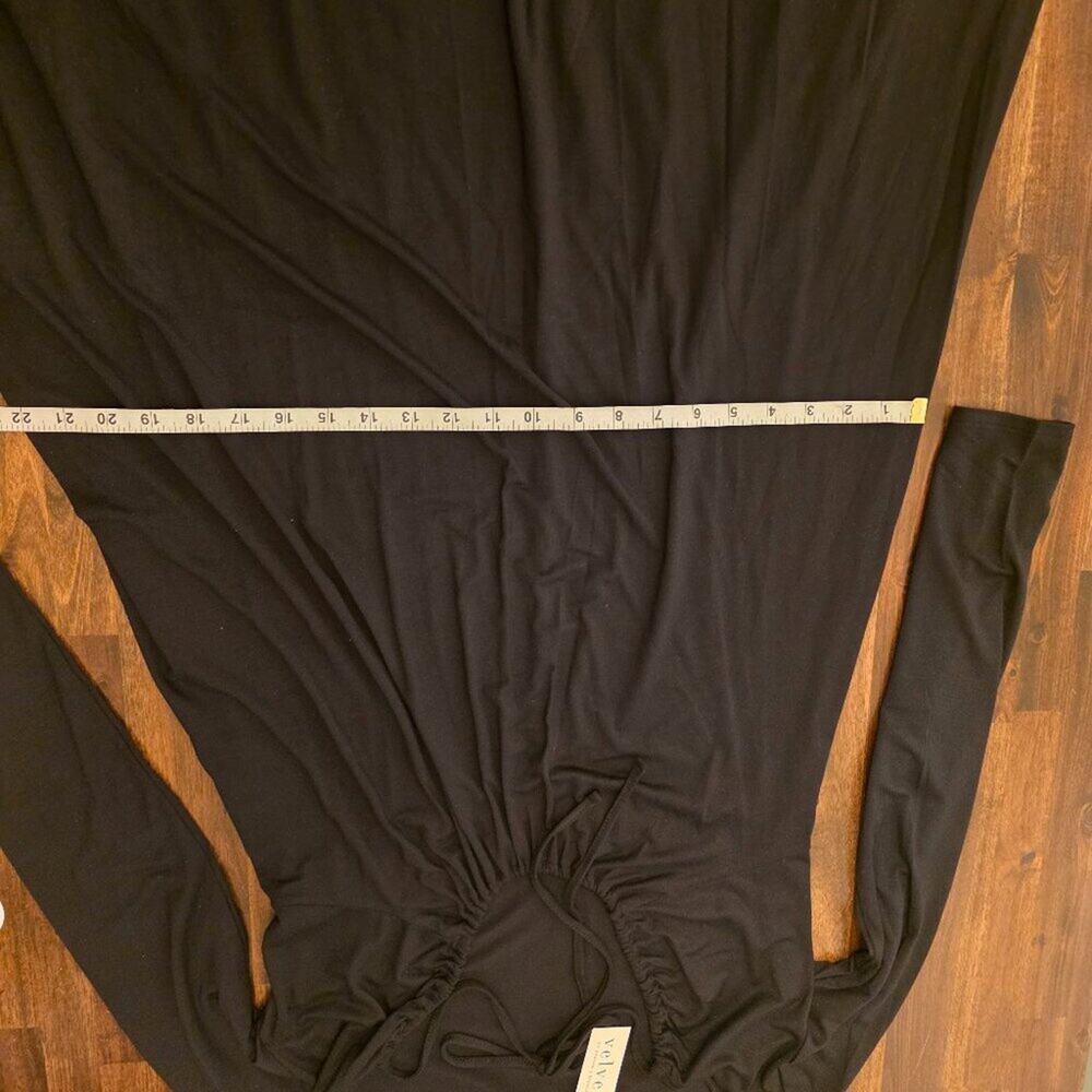 Velvet by Graham & Spencer Dress Womens XS Black Long Sleeve Ruched Soft - Picture 7 of 11